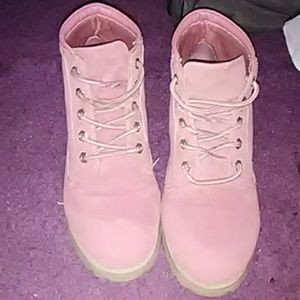 Pink womens work boots